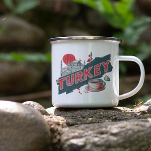 Country of Turkey Ename Coffee Mugs, Turkish Heritage Gifts Mug, Turkey-Themed Drinkware, Turkey Design Coffee Mugs, Souvenirs from Turkey