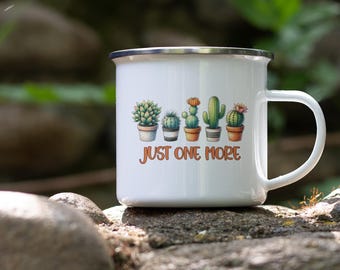 Just One More Cactus Coffee Mugs, Funny Plant Collector Mug, Cactus-Themed Drinkware, Adorable Cactus Mug, Cactus Design Gift Mug for Women