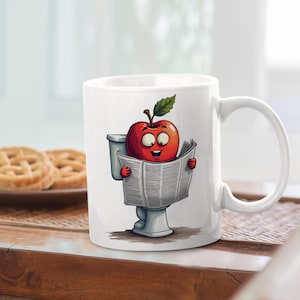Funny Apple Coffee Mugs, Cheeky Fruit Coffee Cup, Apple Fruit Mugs, Joke Present for Men and Women, Apple Design Drinkware, Apple Lover Gift