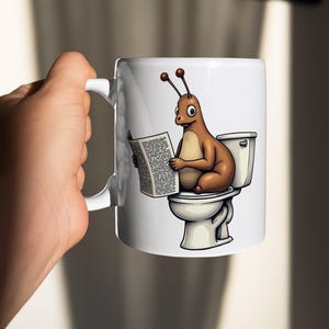 Funny Slug Coffee Mugs, Slug Art Drinkware, Slug Coffee Tea Cup, Gift for Coffee Lover, Joke Present for Men and Women, Lazy Slug Coffee Cup