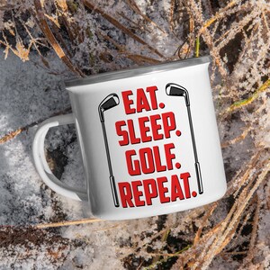 Eat Sleep Golf Wiederholungs-Design-Kaffeetassen, Golf Leidenschaft-Kaffeetassen, einzigartige Geschenke für engagierte Golf-Fans, Golf Hobbyisten-Andenken für Männer