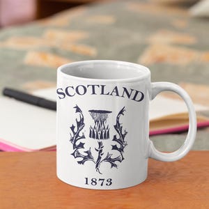 Scotland 1873 Thistle Coffee Mugs, Unique 1873 Coffee Cups, Classic Scottish Coffee Mug, Scottish Gift Mugs for Men and Women, Scotland Mugs