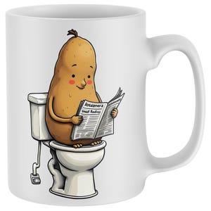 Potato Coffee Mugs, Funny Potato Office Mug, Cute Potato Art Mugs, Joke Present for Men Women, Potato Humor Art Cup, Mugs for Plant Lovers