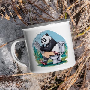 Funny Panda Enamel Mug - Humorous Gift for Men & Women, Cute Panda Coffee Cup, Quirky Animal Lover Mug, Novelty Gifting Mug