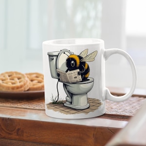 Bumble Bee Mug, Funny Bee Coffee Cup, Bee Gift, Bumble Bee Tea or Coffee Set, Gift For Him Or Her