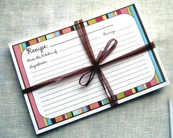 Striped Recipe Cards: Susie's Design, 4x6 or 3x5