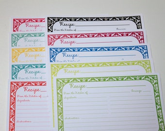 Damask Recipe Cards, Spring-Summer Variety Pack (4x6)