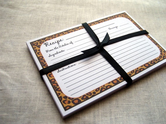 Leopard Print Recipe Cards, Double Sided (4x6 inch)
