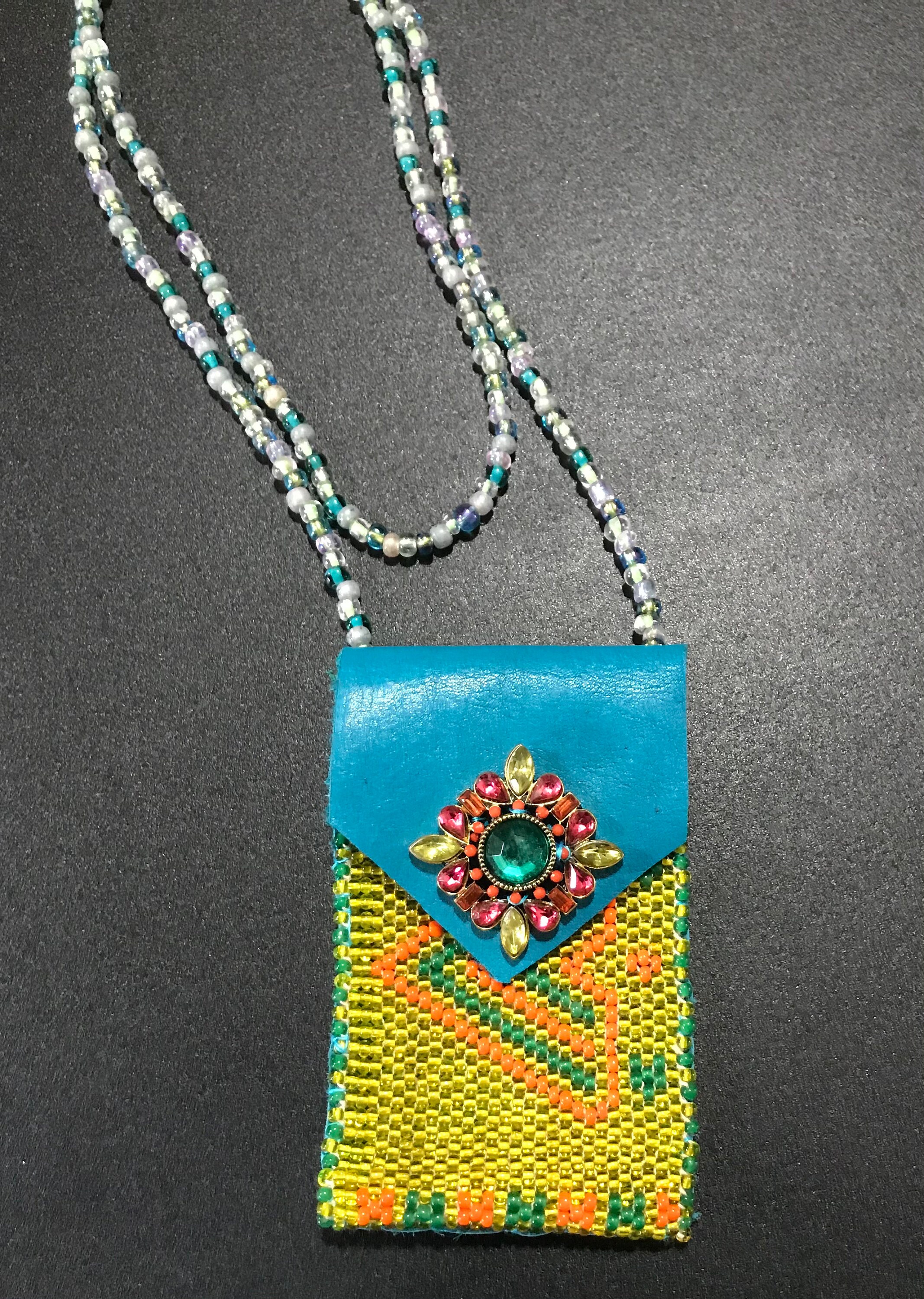 Woven Beaded Pouch Style Necklace Etsy
