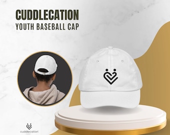 Cuddlecation Youth Baseball Cap | Kids Adjustable Hat | Eco-Friendly Cotton Twill Cap for Boys & Girls