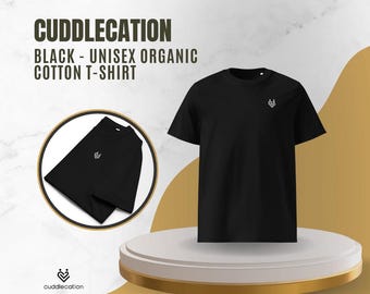 Unisex Organic Cotton T-Shirt with Cuddlecation Logo | Ribbed Neck Eco-Friendly Tee | Sustainable Casual Everyday Wear