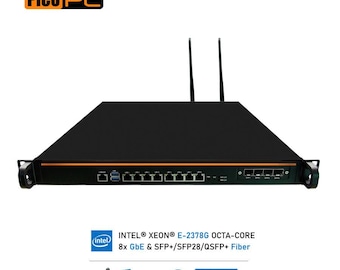 PICOPC 1U Server with Intel Xeon E-2378G processor, 8GbE QSFP+ 1U Rack Server with RAID & Redundant Power Supply / Firewall Router / Server
