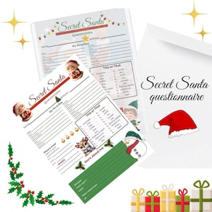 Weihnachtswunschliste bearbeitbar, Wunschliste zum Ausdrucken, Fragebogen zum geheimen Weihnachtsmann, sofort druckbarer digitaler Download, Weihnachts-GIF-Liste, Weihnachtsmannliste