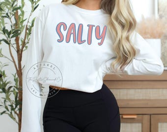 Comfort colors salty sweatshirt, beach sweatshirt, beach lover giftful, summer crewneck, vacation sweatshirt, salty sweatshirt