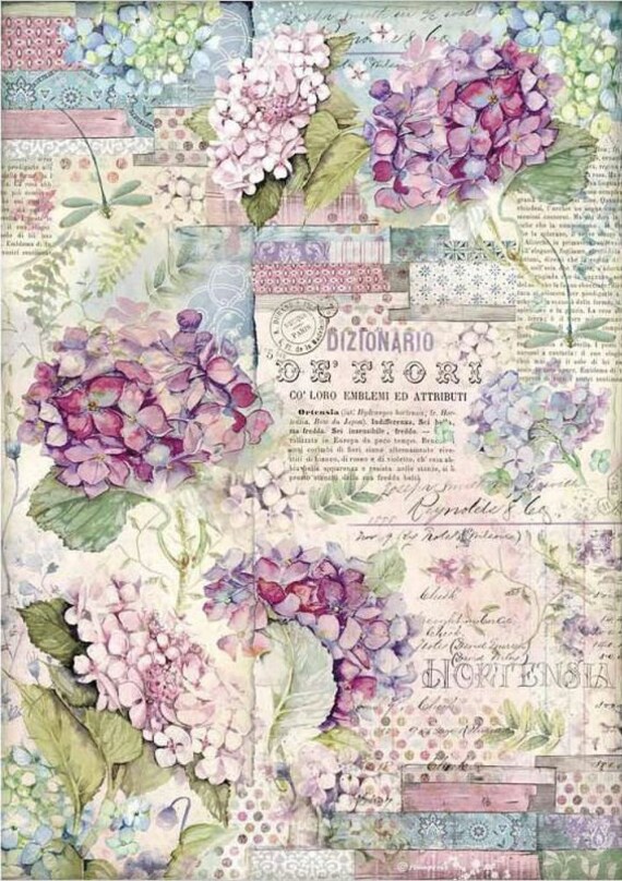 Stamperia Hortensia Hydrangea Rice Paper Decoupage A3 for DIY | Etsy