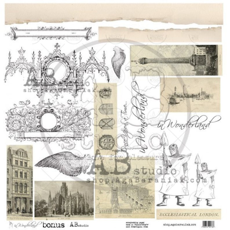 Cards AB Studios In Wonderland 12 x 12 Double Sided Scrapbook Paper 8 Pgs 16 Designs Scrapbooks Bonus for Art Journals Mixed Media
