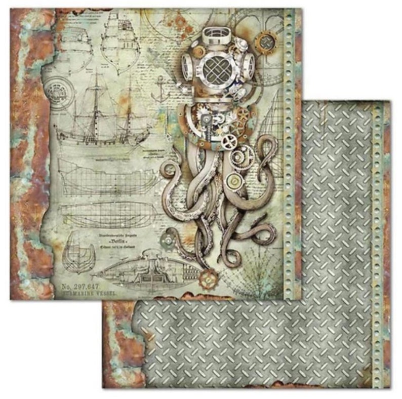 Stamperia Sea World 12 x 12 Double Sided Scrapbook Paper 10 Pgs for Art Journals Cards Scrapbooks Mixed Media