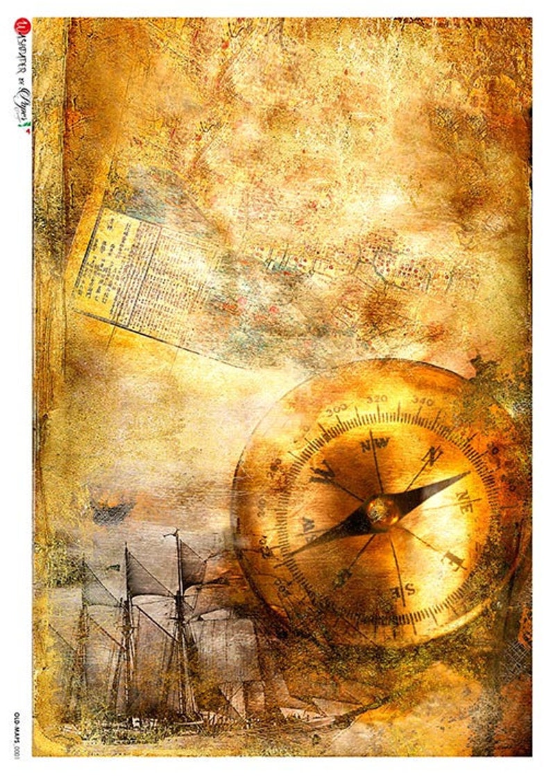 Paper Designs Compass A4 Decoupage Washipaper OLD MAPS-0001