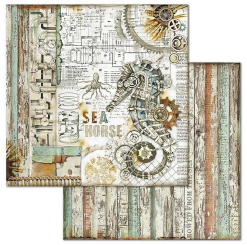 Stamperia Sea World 12 x 12 Double Sided Scrapbook Paper 10 Pgs for Art Journals Cards Scrapbooks Mixed Media