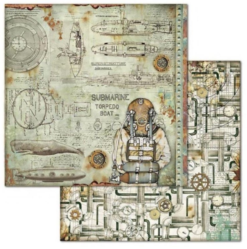 Stamperia Sea World 12 x 12 Double Sided Scrapbook Paper 10 Pgs for Art Journals Cards Scrapbooks Mixed Media