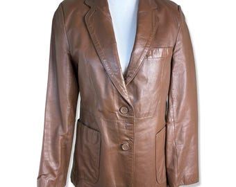 VINTAGE 70er Jahre Porsha von Winer 100% Top Grain Braune Lederjacke