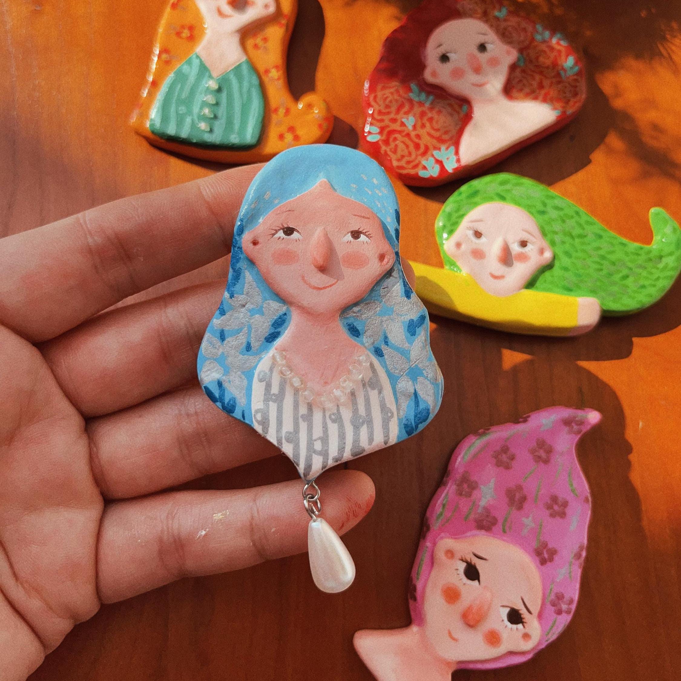 Handmade Kawaii Clay Magnet Set: Happy Girls Fridge Decor - Etsy