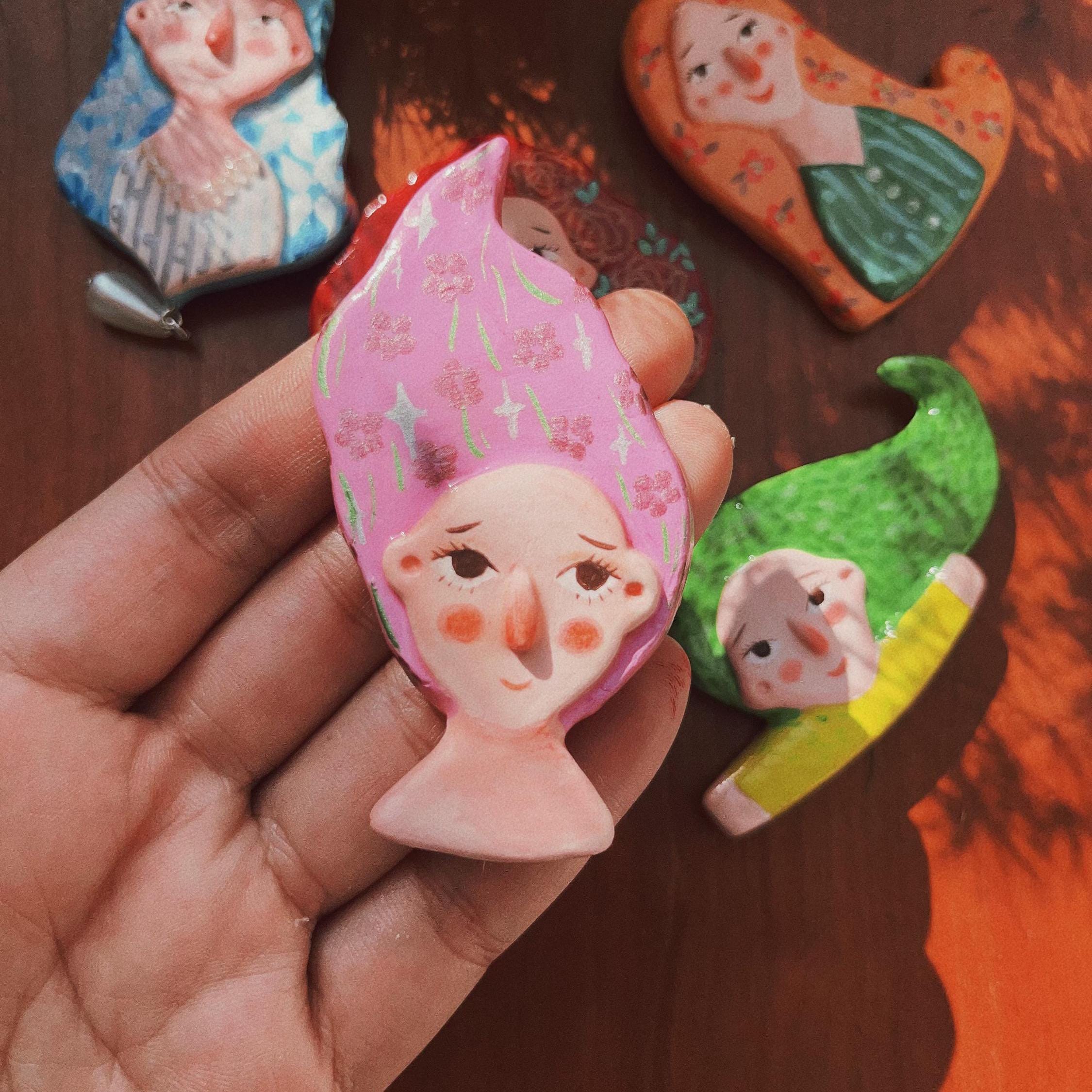 Handmade Kawaii Clay Magnet Set: Happy Girls Fridge Decor - Etsy