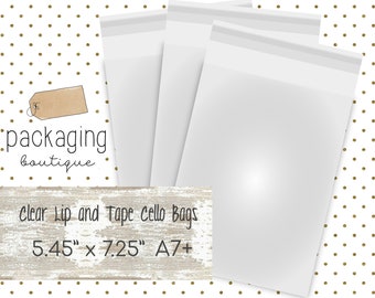 100 A7+ Clear resealable cello bags - 5.25" X 7.25" lip and tape (Fits a 5X7 display card)