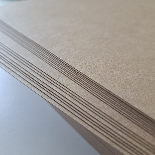 8.5" x 11" Brown kraft thick cardstock - letter size "light rustic kraft" - use for paper wraps, cards, packaging