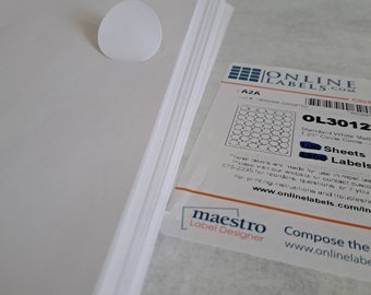 4,176 labels (87 sheets) 1.25" white matte circle shaped blank labels for any printer OL3012WX packaging labels