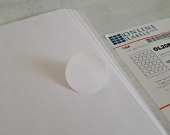 1,080 labels (36 sheets) 1.5" white matte circle shaped blank labels for any printer OL2088WX packaging labels