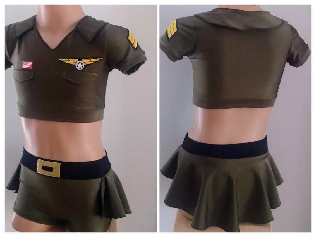 Military Inspired Dance Costume Military Cheerleading Practice Set Army