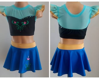 Anna Inspired Dance Set- Anna Performance Costume-Anna Crop Top and Skirt - SENDesigne Costumes