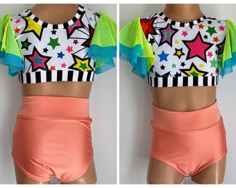 Dance Base Costume - Starburst Dance Convention Outfit -  Dance Audition Costume - Dance Top  - Dance Briefs