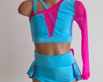 MORE COLORS - One Shoulder Dance Set -Custom Dance Costume Base -  One Sleeve Dance Top