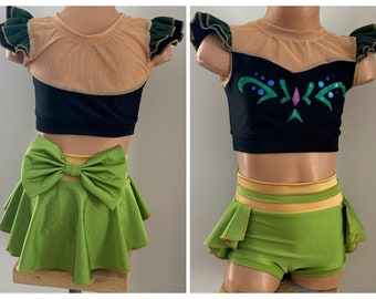 Princess Anna Inspired Dance Set- Anna Inspired Coronation Costume-Anna Green Coronation Dress - SENDesigne Costumes