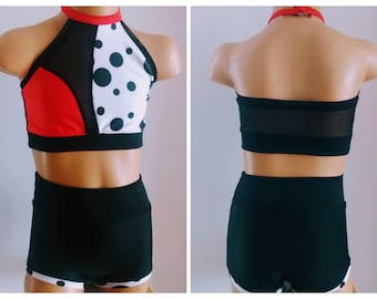 Costume de danse inspiré de Cruella de Vil - Costume de base Cruella/tenue d'audition de danse - ensemble de danse dalmate