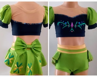 Princess Anna Inspired Dance Set- Anna Inspired Coronation Costume-Anna Green Coronation Dress - SENDesigne Costumes