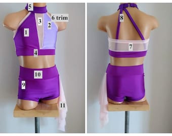 Traje de danza lírica personalizable - Base de nailon y elastano