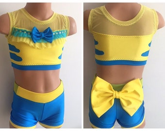 Ensemble de danse 2 pièces inspiré de la plie – Costume Under the Sea, nylon élasthanne, nœud