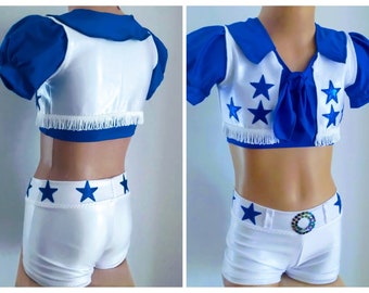 Dallas Cowboys Cheerleader Inspired Set-Dallas Cowboys Performance Costume-Toddlers Girls Dallas Cowboys Costume/SENDesigne Costumes