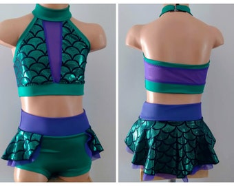 Disfraz básico de sirena - Disfraz de Ariel - Traje para convención de baile - Disfraz para audición de baile - Disfraces de baile personalizados