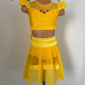 Belle Inspired Lyrical Costume - Belle Dance Costume - Belle Crop Top - Belle Lyrical Skirt -SENDesigne Costumes