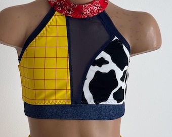 Woody Inspired Dance Top – Custom Cow Print & Plaid Dance Costume