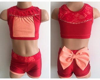Set de danse inspiré de Sebastian - Costume Under the Sea, nylon élasthanne avec empiècements en dentelle