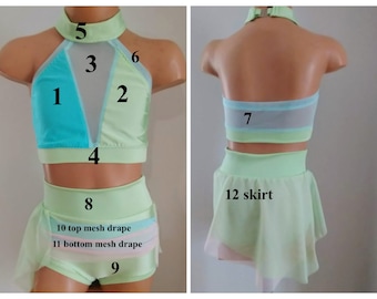 MORE COLORS -Dance Base Costume - Lyrical Dance Costume - 2 Piece Dance Set - Performance Costume - Dance Convention - Dance Audition Outfit