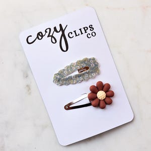 Floral Toddler Hair Clips: Handmade Non Slip Hair Snaps, Pack of 2