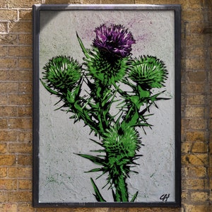 Scottish Thistle Art Print – Bold Botanical Wall Decor, Flower Artwork
