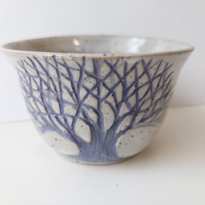 Bowl with hand carved tree, variety of colors