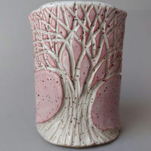 Handmade Pottery Vase: Tree Design, Toothpick Holder